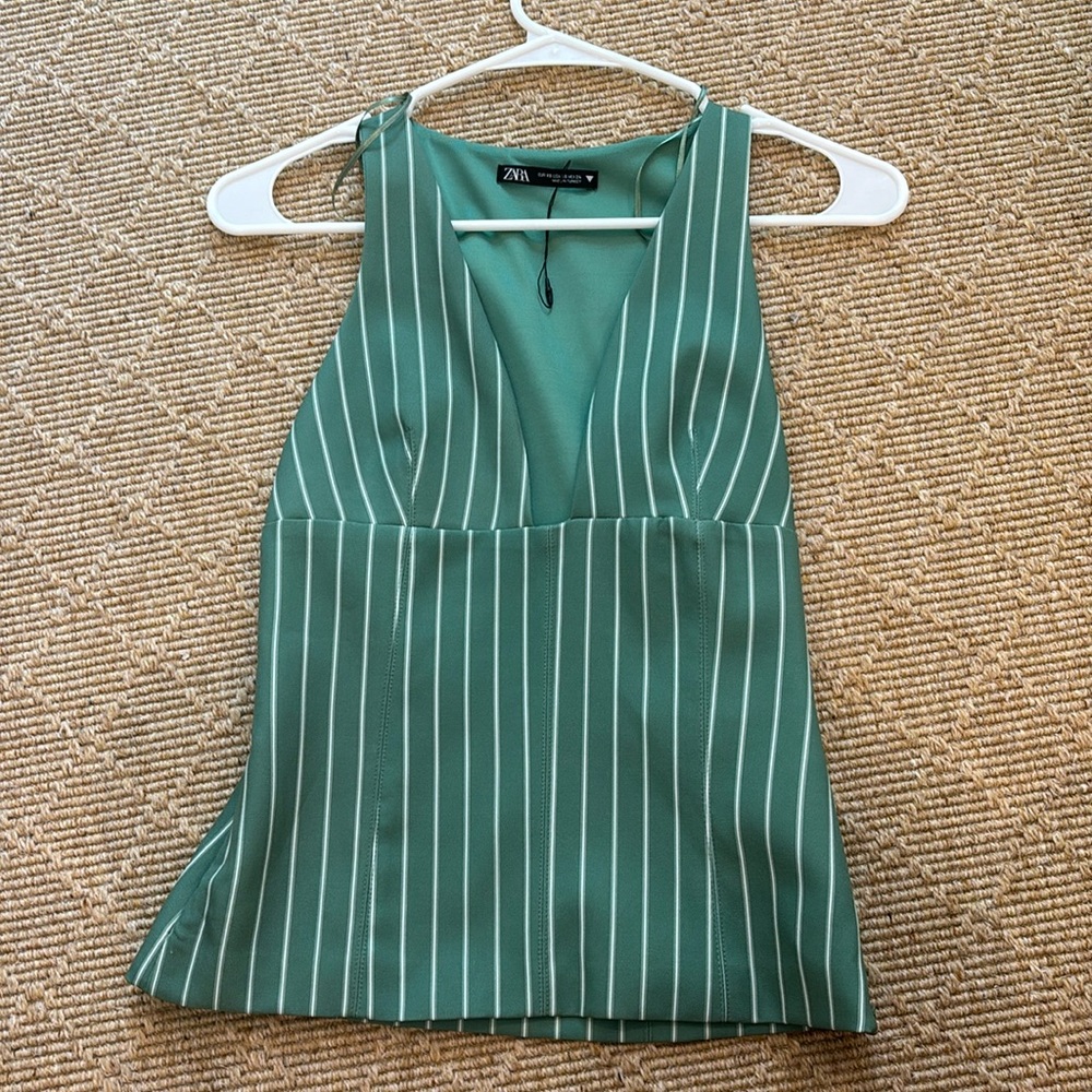 Zara Green striped top!